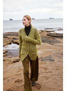 Damesvest met extra lange mouwboorden