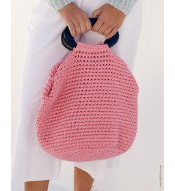 Handtas met zwarte hengsels gemaakt van knopen