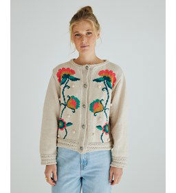 Damesvest met bloemenpatroon gemaakt van Phildar Phil Partner 3,5