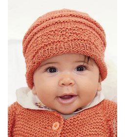 Babymutsje met dubbele rand gemaakt van Lana Grossa Alta Moda Cotolana en Cotalana Print