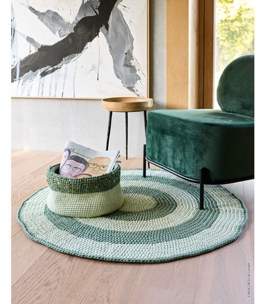 Haakpatroon tweekleurig rond vloerkleed