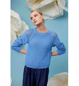 Damestrui Jorunn met schouders in open breiwerk gemaakt van Boeken Lang Yarns