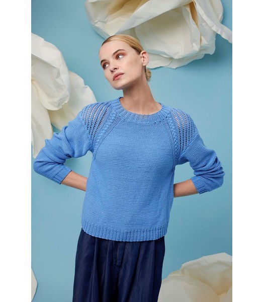 Breipatroon Damestrui Jorunn met schouders in open breiwerk