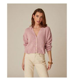 Damesvest met lage V-hals gemaakt van Phildar Phil Cheri