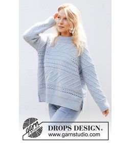 Damestrui met kantpatroon gemaakt van Drops Merino extra fine