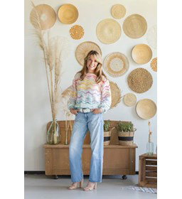Misha Sweater damestrui in golfpatroon gemaakt van Handwerk accesoires
