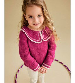 Meisjestrui met brede kraag gemaakt van Phildar Phil Ecolaine