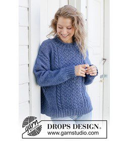 Stormy Ocean Trui gemaakt van DROPS Soft Tweed