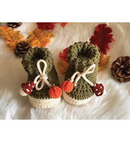 Babyslofjes met pompoen en paddestoel gemaakt van Durable Cosy Fine