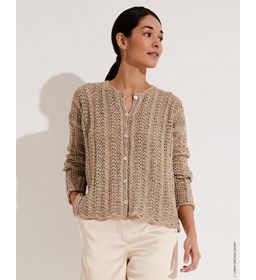 Damesvest met golvende boord gemaakt van Lana Grossa Diversa