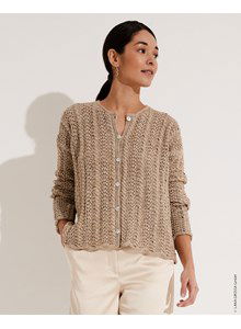 Breipatroon damesvest met golvende boord gemaakt van Lana Grossa Diversa