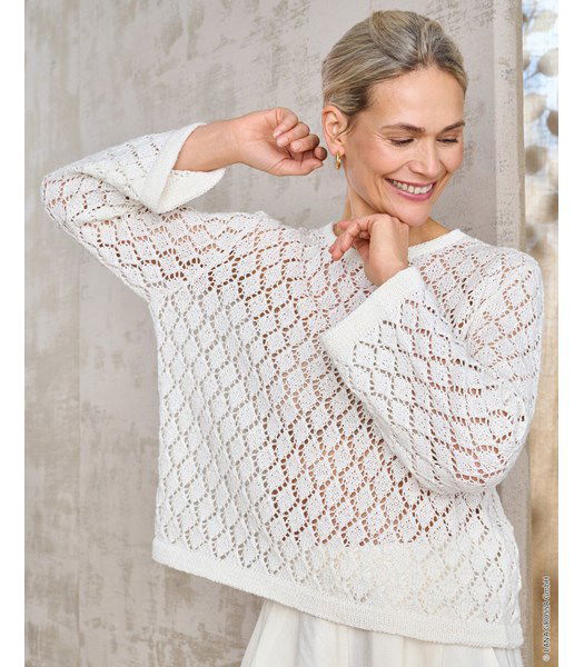 Breipatroon wijde trui in kantpatroon