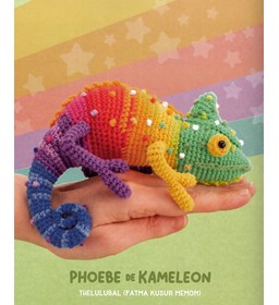 kameleon in regenboogkleuren gemaakt van Handwerk accesoires