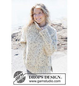 Oversized Dames Trui met Hoge Hals en Raglan in DROPS Snow gemaakt van Drops Snow - Eskimo