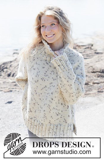 Oversized Dames Trui met Hoge Hals en Raglan in DROPS Snow