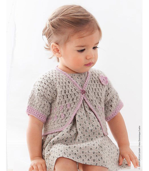 Haakpatroon Babyvestje met korte mouw en gehaakt bloemetje