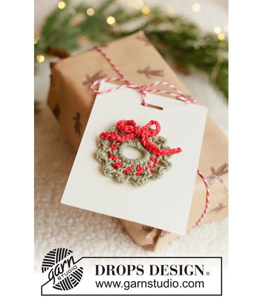 Haakpatroon Gehaakte mini kerstkrans van zacht katoen