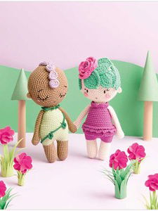 Poppetjes roos en clematis