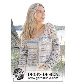 Damesvest met wijde ronde hals gemaakt van Drops Muskat