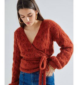 Wikkeltrui in kantpatroon gemaakt van Phildar Phil Mohair Soie Lurex