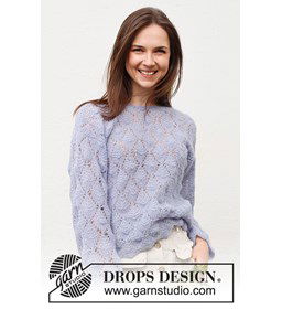 Drops gebreide trui Lila Mist gemaakt van Drops Brushed Alpaca Silk