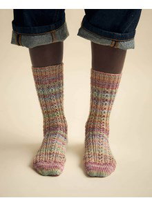 Breipatroon sokken in ajourpatroon gemaakt van Phildar Phil Socks Merinos