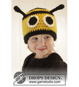 Bijen muts  gemaakt van Drops Snow - Eskimo
