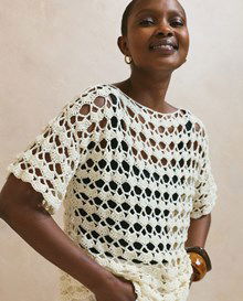 Damesshirt in open haakwerk