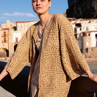 wijd damesvest met ronde hals