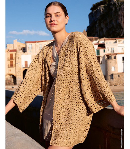 Haakpatroon wijd damesvest met ronde hals