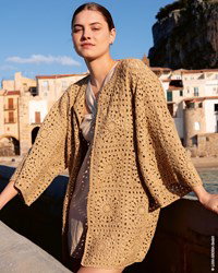 wijd damesvest met ronde hals