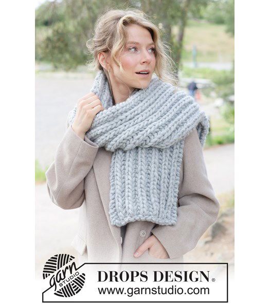 Breipatroon Warme gebreide sjaal in patentsteek met dik garen