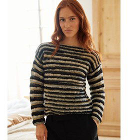 Damestrui Greta met strepen noir gemaakt van Phildar Star concept