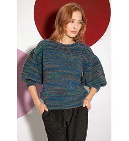 Damestrui met pofmouwen gemaakt van Lang Yarns Reina