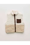 Breipatroon bodywarmer met borstzakje van andere kant