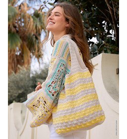 tweekleurige boodschappentas gemaakt van Lana Grossa Cotonella