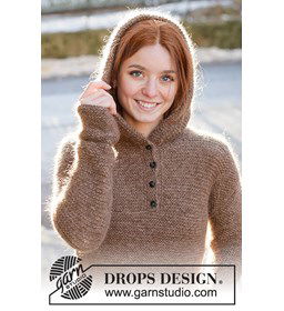 Damesvest met capuchon gemaakt van knopen