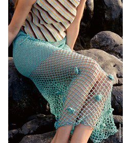 lange rok in netpatroon gemaakt van Lana Grossa Filo Paillettes