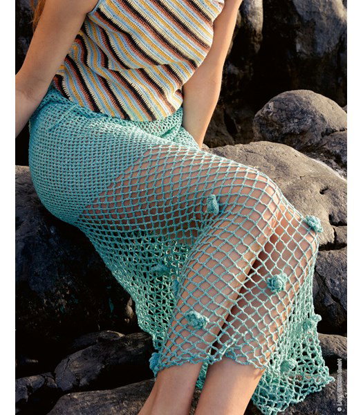 Haakpatroon lange rok in netpatroon