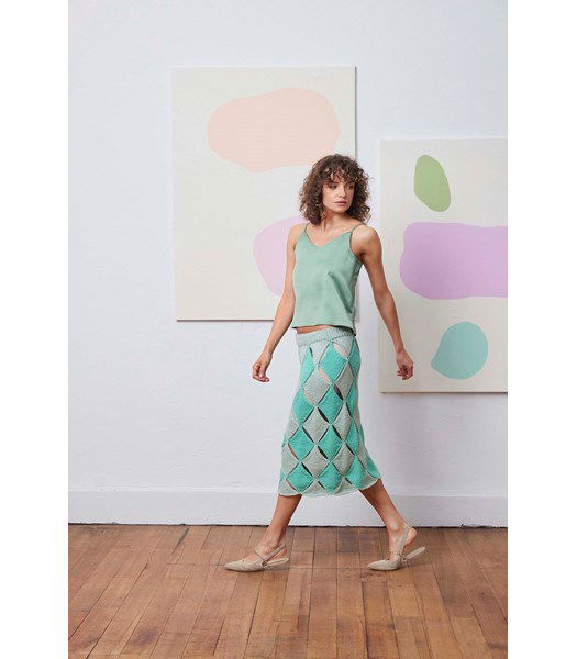 Breipatroon Lenge damesrok Pixie in open ruitpatroon