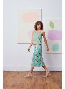 Lange damesrok Pixie in open ruitpatroon