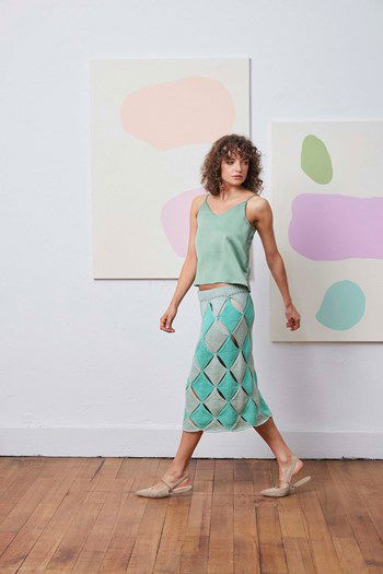 Lange damesrok Pixie in open ruitpatroon