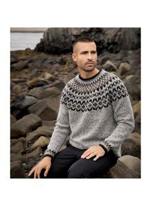 herentrui met Noors patroon in ronde pas en manchetten