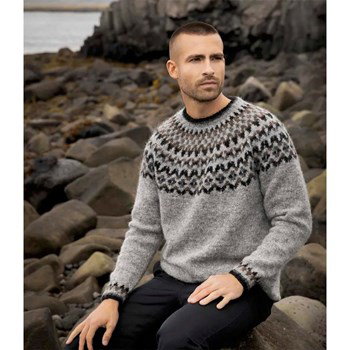 herentrui met Noors patroon in ronde pas en manchetten
