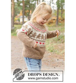 Kindertrui met ronde pas en hartjespatroon breien gemaakt van DROPS Sky