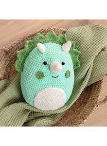 Haakpatroon squishie dirk de dinosaurus gemaakt van Scheepjes Catona 25 en 10 gram