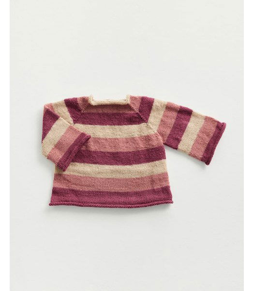 Breipatroon Gestreepte babytrui Bonny roze