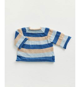 Gestreepte babytrui Bonny blauw gemaakt van Phildar Phil Super Baby