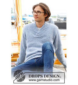 Herentrui met sjaalkraag gemaakt van Drops Air