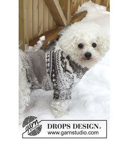 Honden trui met Noors patroon gemaakt van Drops Karisma